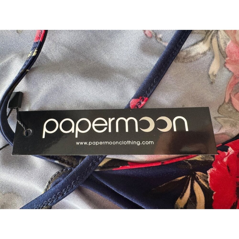 NWT Papermoon 2X Floral Print Sleeveless Tank Navy & Red - Picture 3 of 9